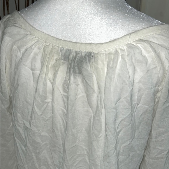 Cream Relaxed Tie Front Blouse - Picture 7 of 8